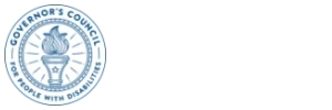 Governor’s Council for People with Disabilities logo featuring a blue circular seal with a torch and stylized flame at the center.